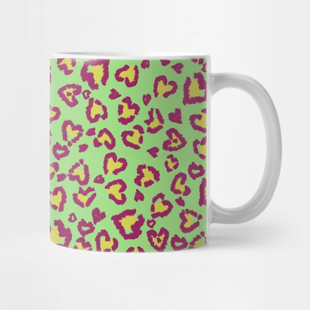 Valentine Leopard Pattern in Plum on Green by ButterflyInTheAttic